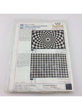 Vintage 1975 Phentex Punch Needle Rug Pattern Kit 5142 Op Art Checkerboard New